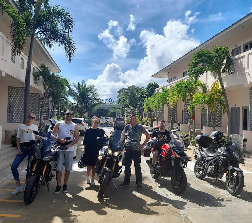 Motorcycle helmet and motorbike. Motorcycle safety. Samui